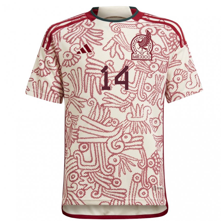 Men Mexico Emiliano Freyfeld #14 Wonder White Red Away Jersey 2022/23 T-shirt