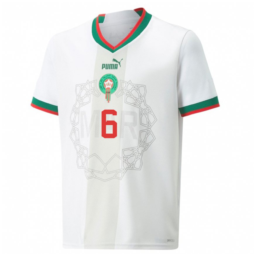 Men Morocco Elodie Nakkach #6 White Away Jersey 2022/23 T-shirt