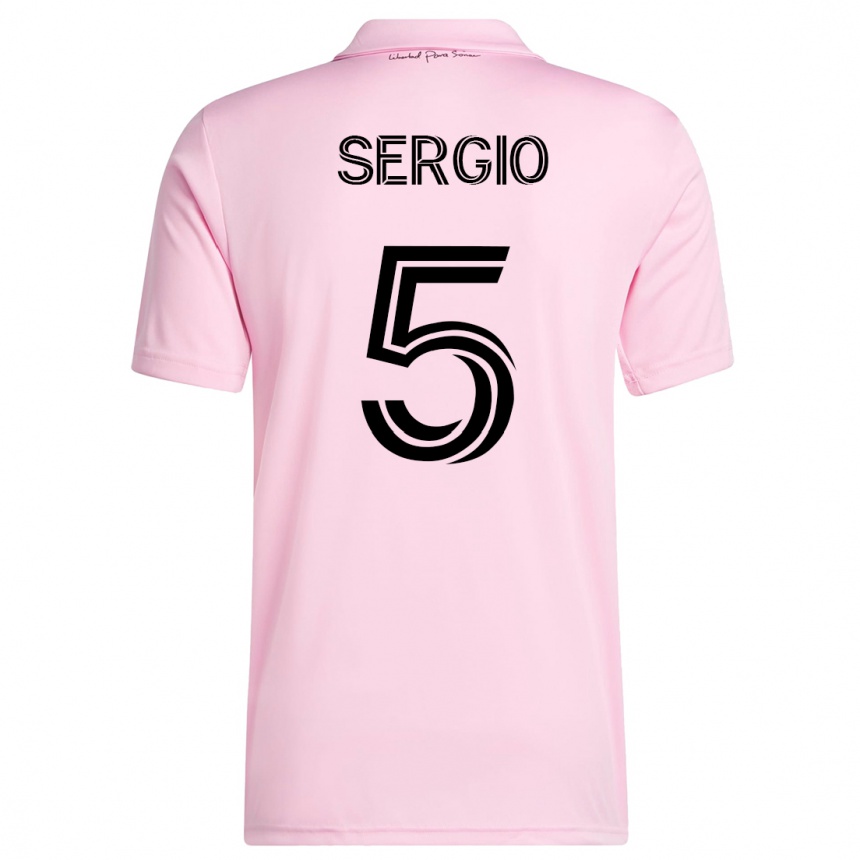 Kids  Sergio Busquets #5 Pink Home Jersey 2023/24 T-Shirt