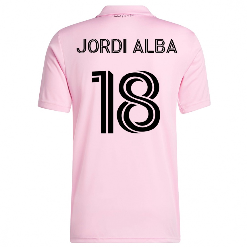 Kids  Jordi Alba #18 Pink Home Jersey 2023/24 T-Shirt