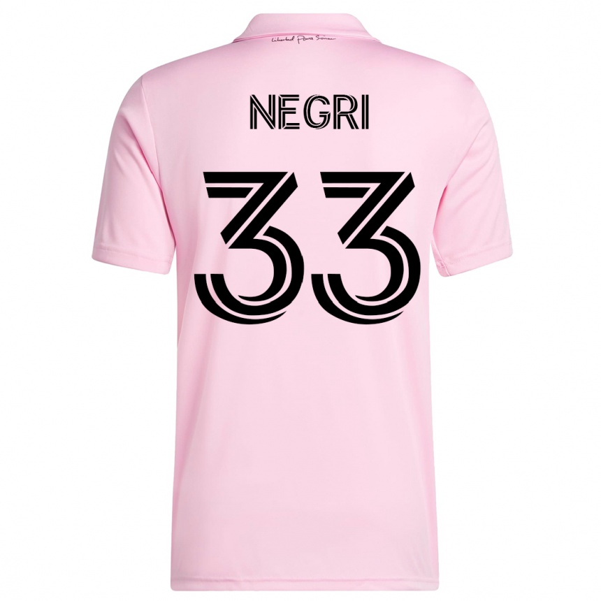 Kids  Franco Negri #33 Pink Home Jersey 2023/24 T-Shirt