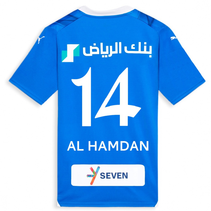 Kids  Abdullah Al-Hamdan #14 Blue Home Jersey 2023/24 T-Shirt