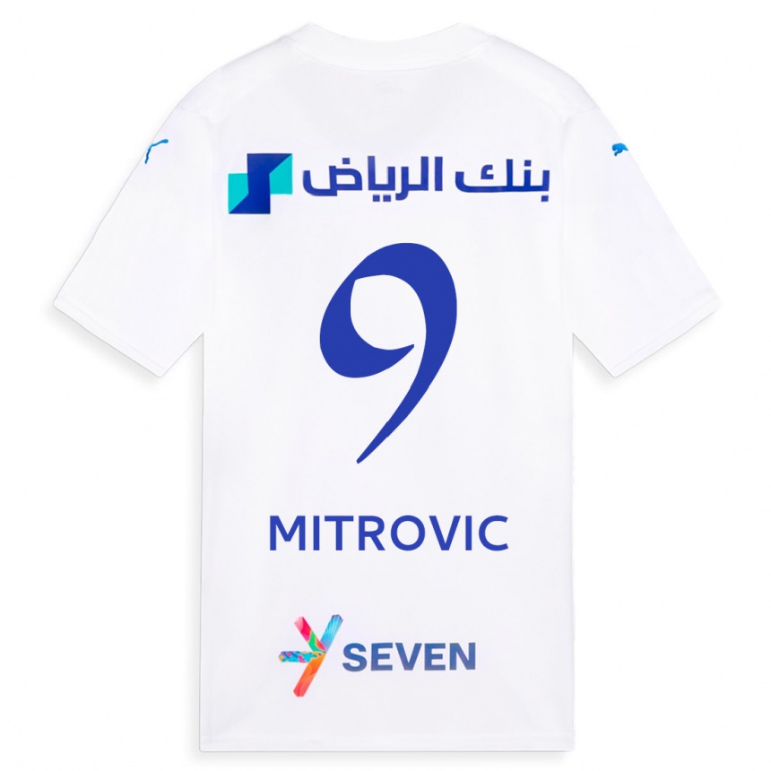 Kids  Aleksandar Mitrovic #9 White Away Jersey 2023/24 T-Shirt