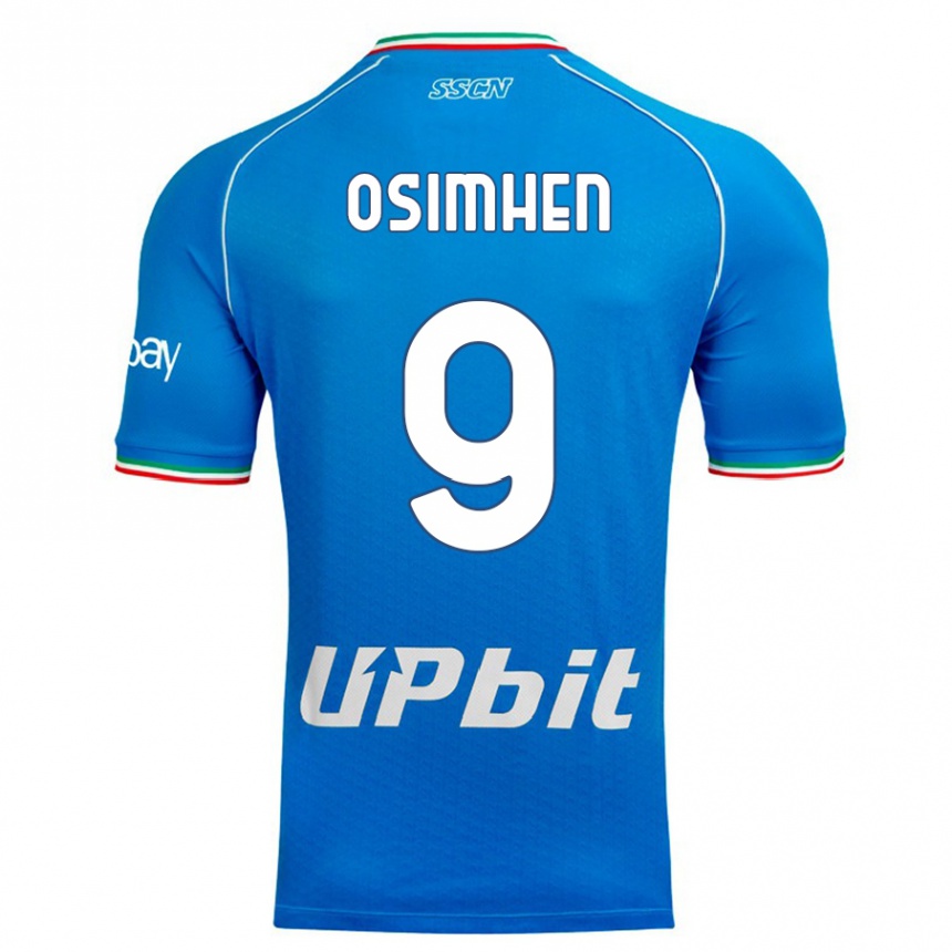 Men  Victor Osimhen #9 Sky Blue Home Jersey 2023/24 T-Shirt