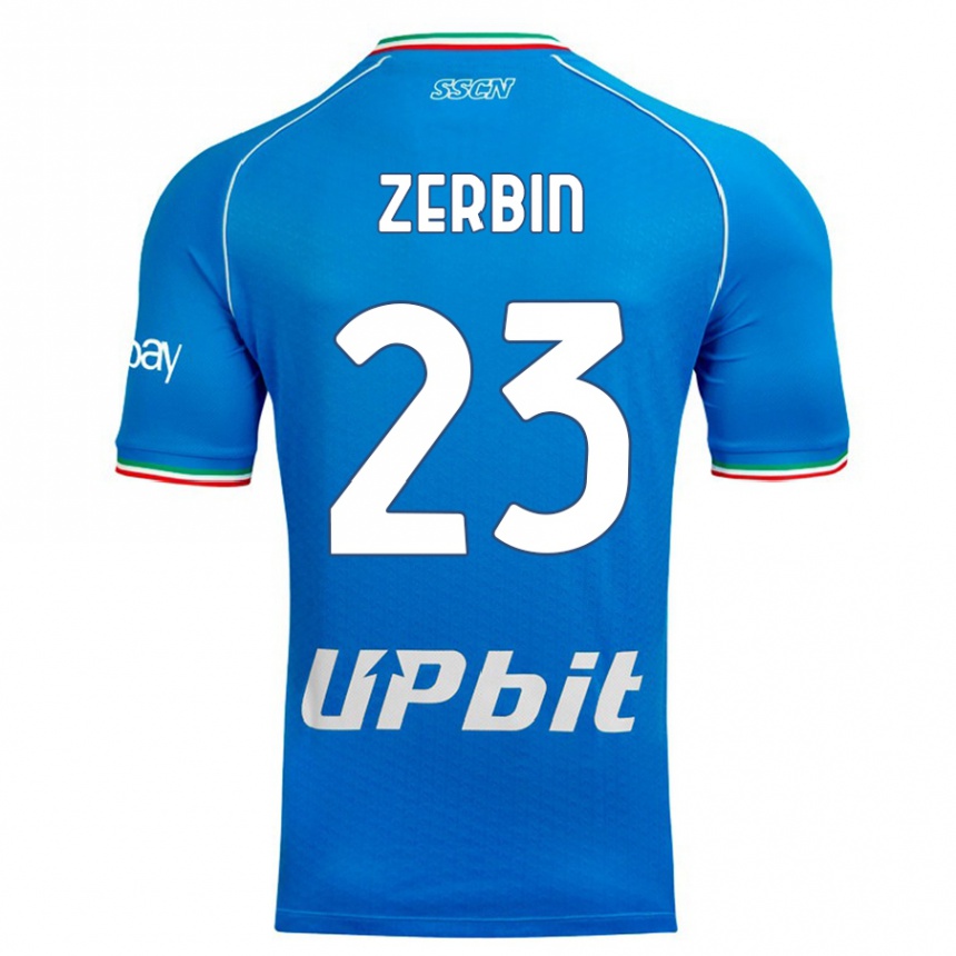 Men  Alessio Zerbin #23 Sky Blue Home Jersey 2023/24 T-Shirt
