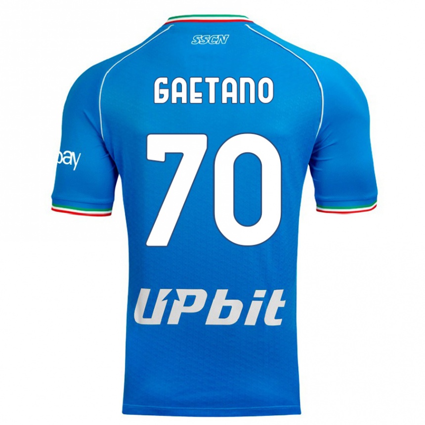 Men  Gianluca Gaetano #70 Sky Blue Home Jersey 2023/24 T-Shirt