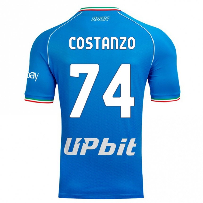 Men  Davide Costanzo #74 Sky Blue Home Jersey 2023/24 T-Shirt