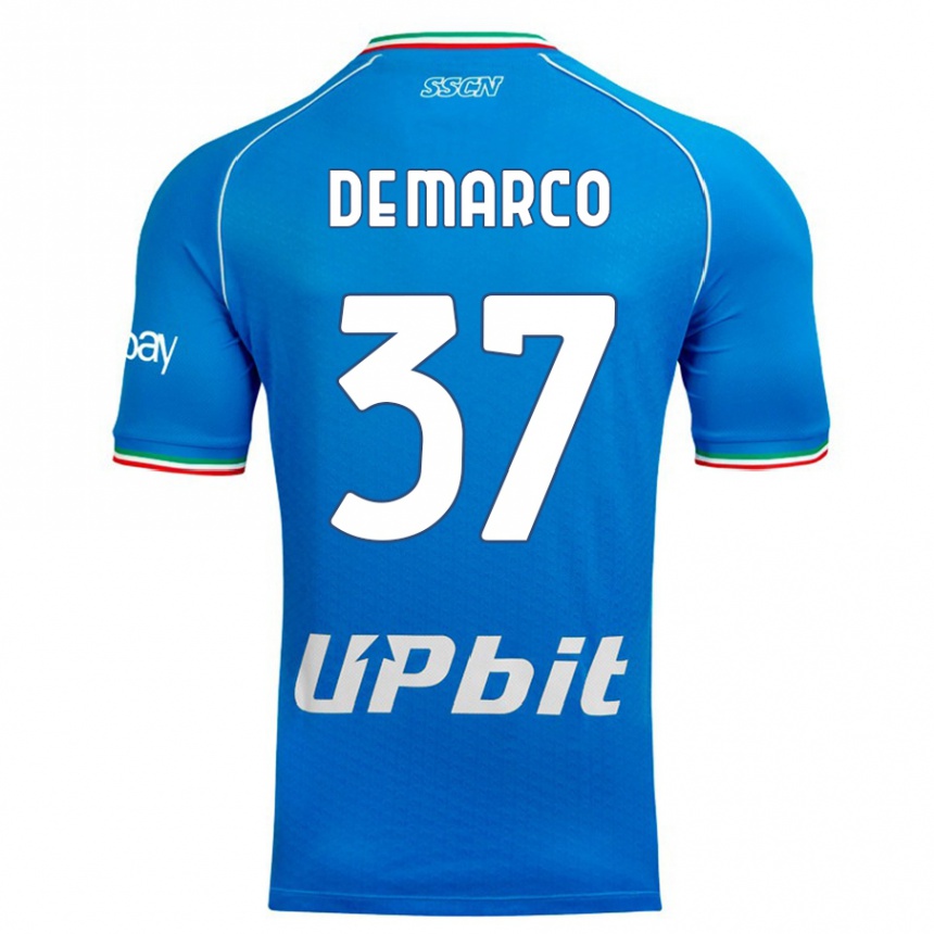 Men  Francesco De Marco #37 Sky Blue Home Jersey 2023/24 T-Shirt