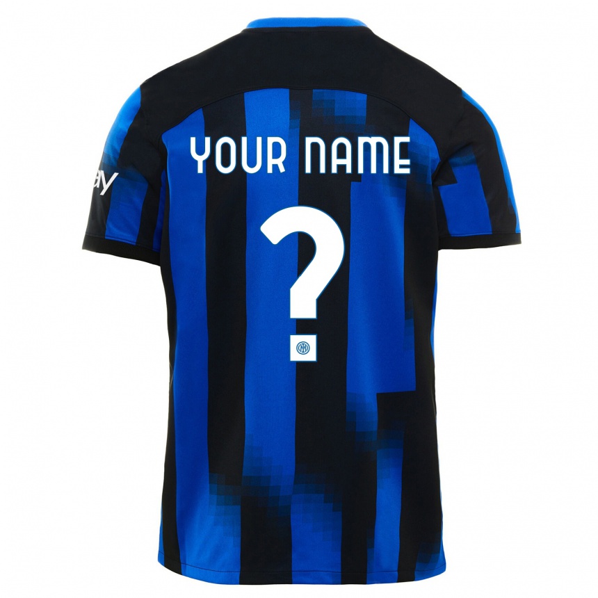 Men  Your Name #0 Black Blue Home Jersey 2023/24 T-Shirt