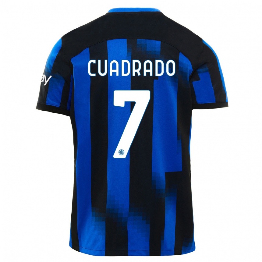 Men  Juan Cuadrado #7 Black Blue Home Jersey 2023/24 T-Shirt