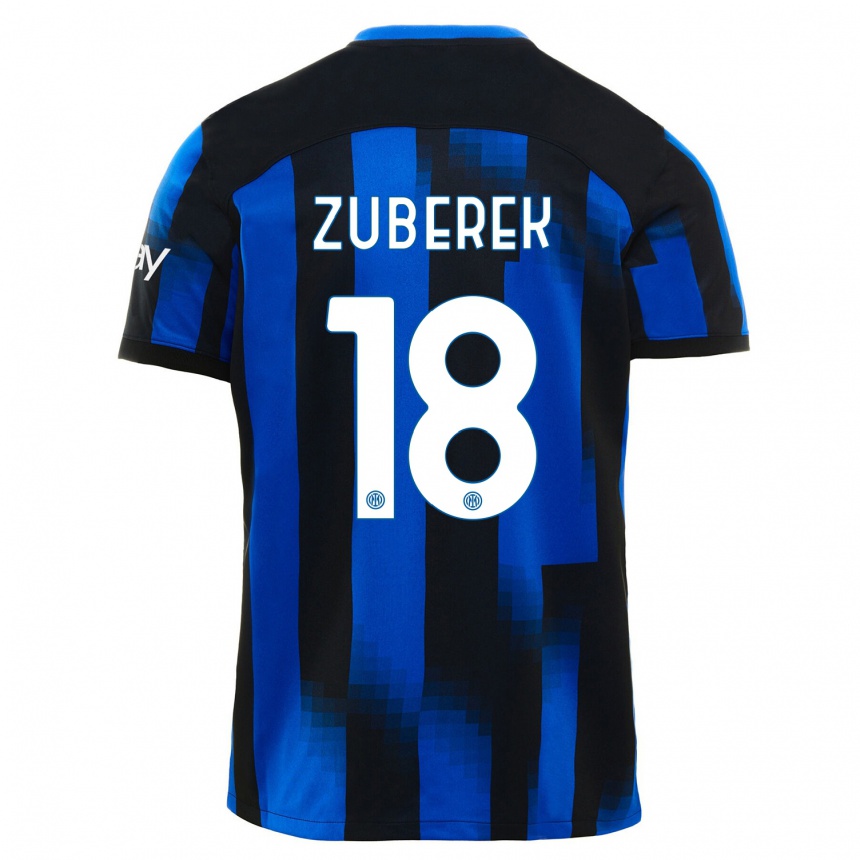 Men  Jan Zuberek #18 Black Blue Home Jersey 2023/24 T-Shirt