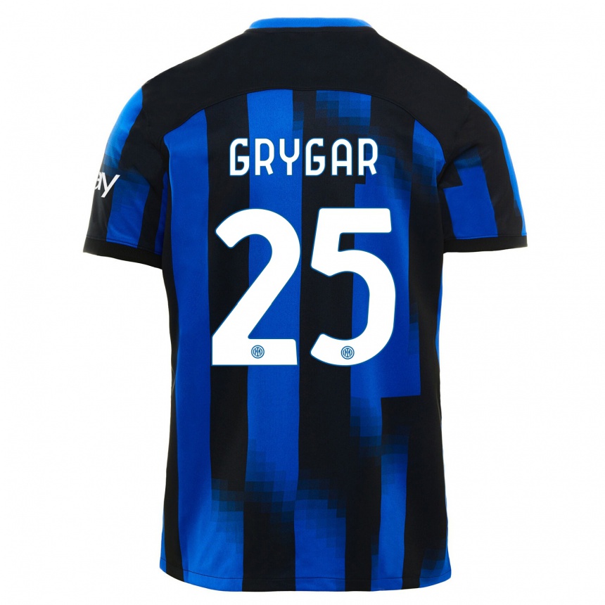 Men  Samuel Grygar #25 Black Blue Home Jersey 2023/24 T-Shirt