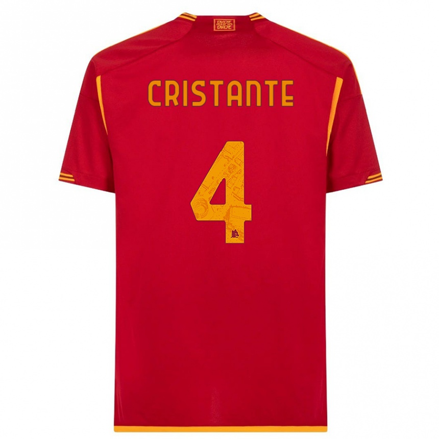 Men  Bryan Cristante #4 Red Home Jersey 2023/24 T-Shirt