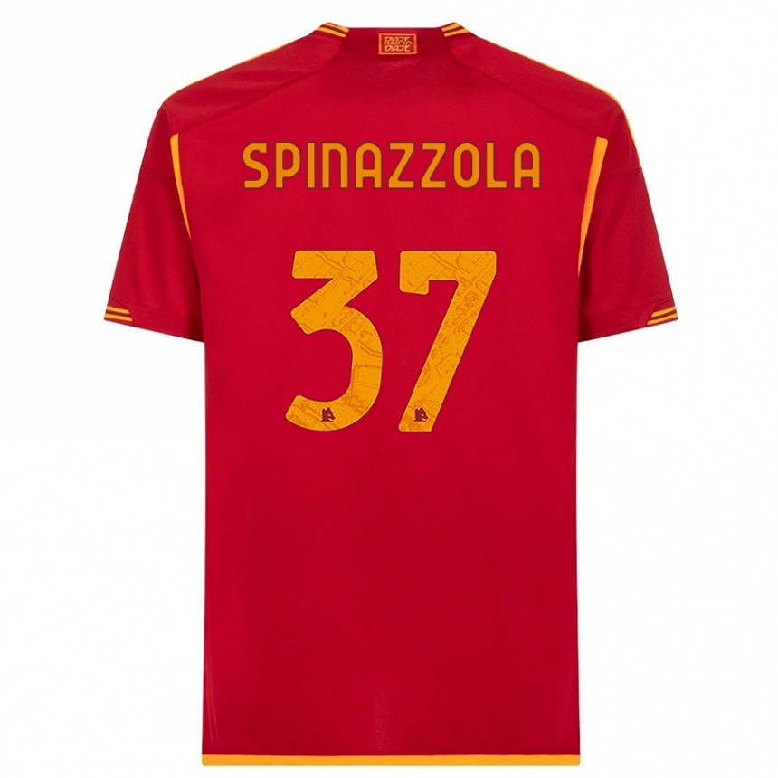 Men  Leonardo Spinazzola #37 Red Home Jersey 2023/24 T-Shirt