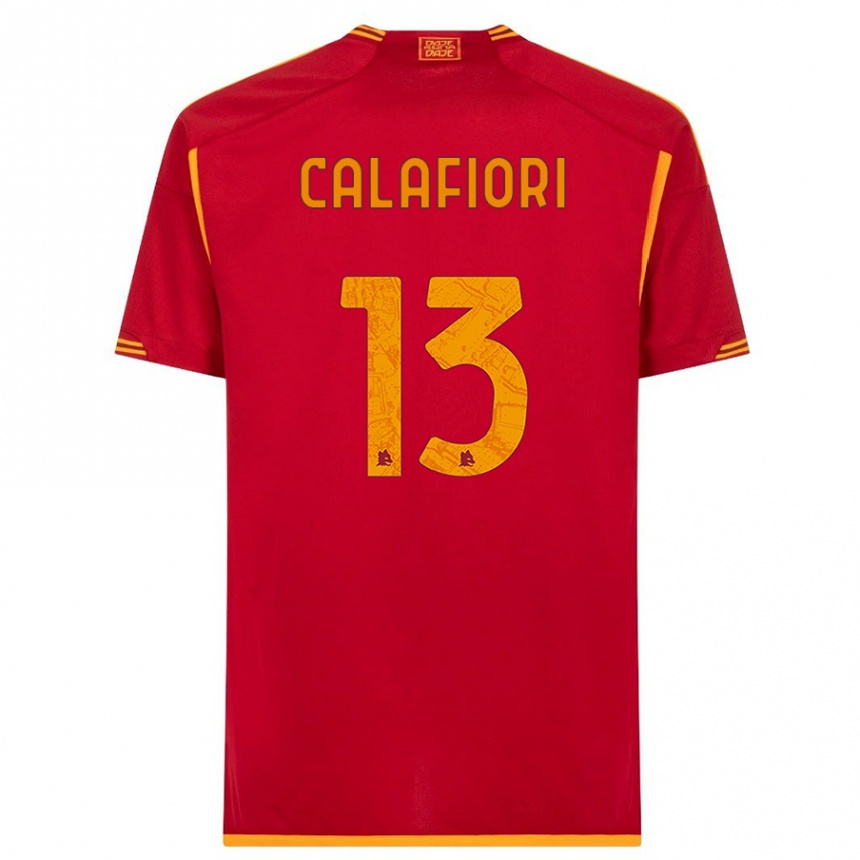 Men  Riccardo Calafiori #13 Red Home Jersey 2023/24 T-Shirt