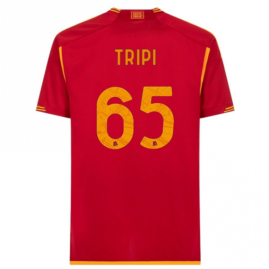 Men  Filippo Tripi #65 Red Home Jersey 2023/24 T-Shirt
