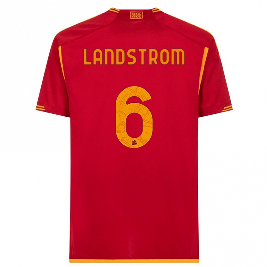 Men  Elin Landstrom #6 Red Home Jersey 2023/24 T-Shirt