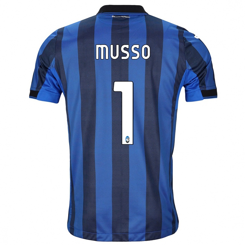 Men  Juan Musso #1 Black Blue Home Jersey 2023/24 T-Shirt