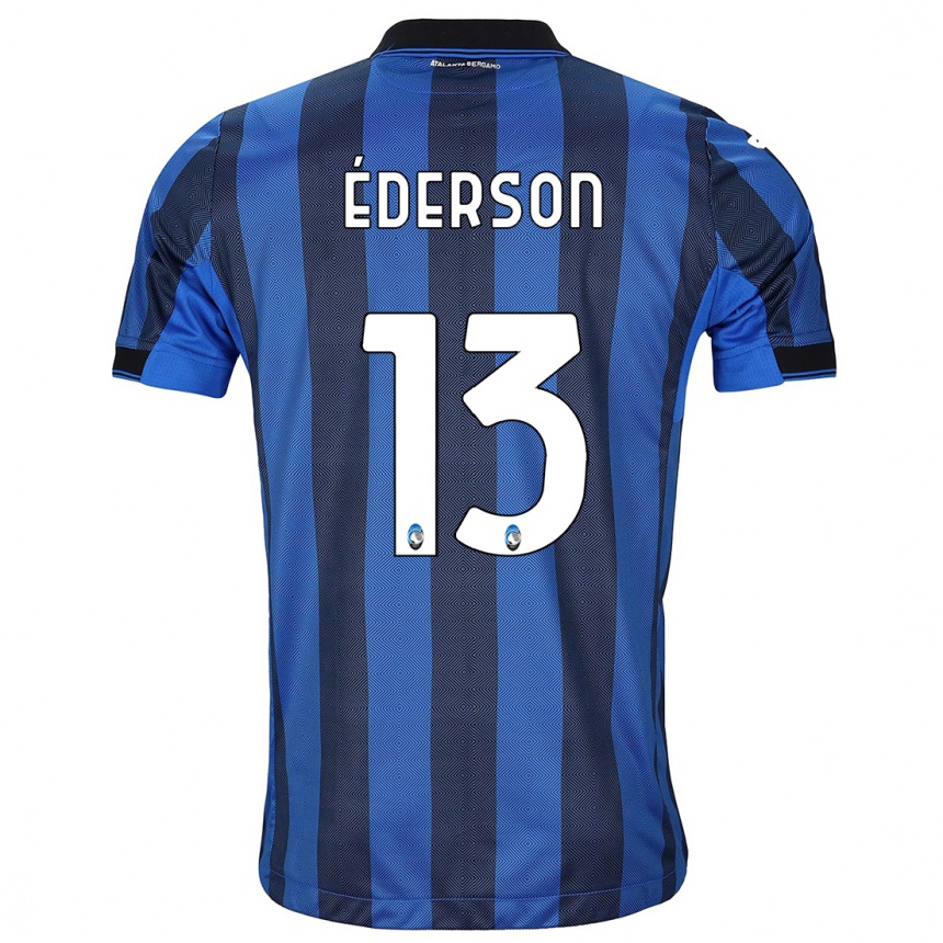Men  Ederson #13 Black Blue Home Jersey 2023/24 T-Shirt