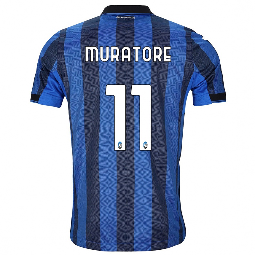 Men  Simone Muratore #11 Black Blue Home Jersey 2023/24 T-Shirt