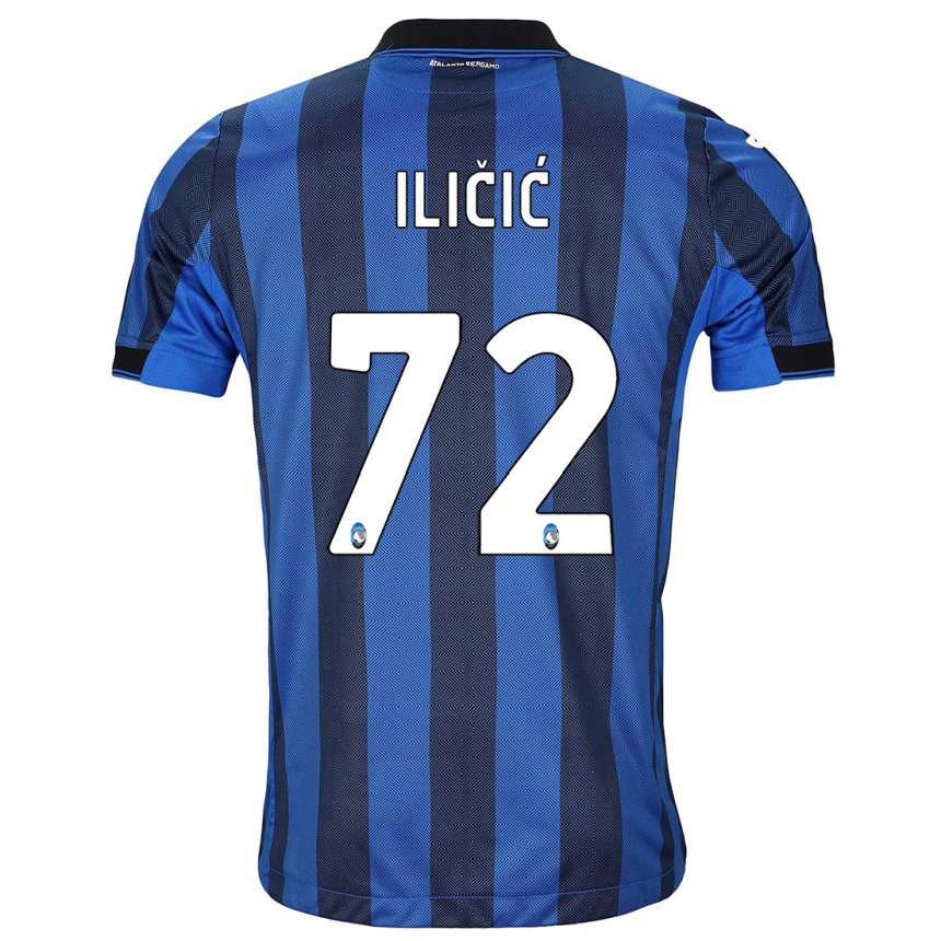 Men  Josip Ilicic #72 Black Blue Home Jersey 2023/24 T-Shirt