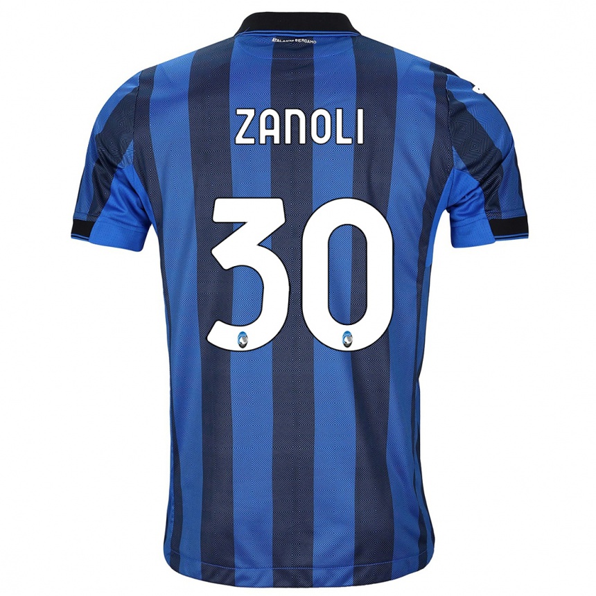 Men  Martina Zanoli #30 Black Blue Home Jersey 2023/24 T-Shirt