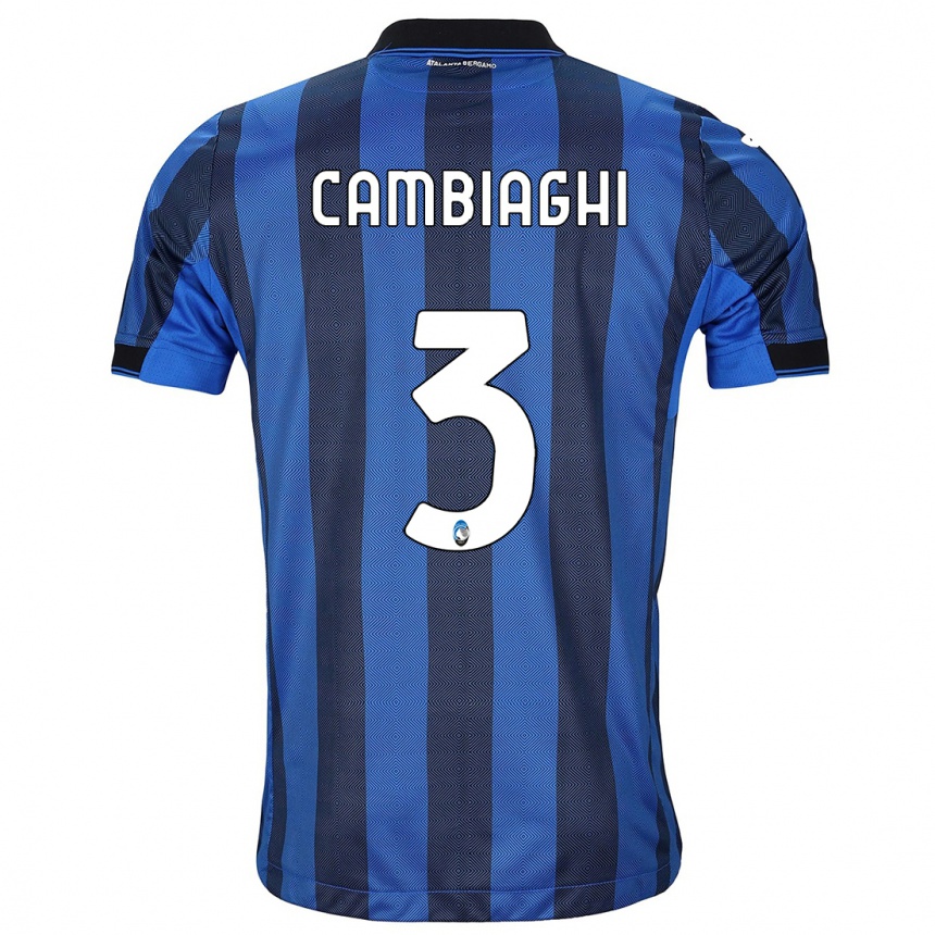 Men  Michela Cambiaghi #3 Black Blue Home Jersey 2023/24 T-Shirt