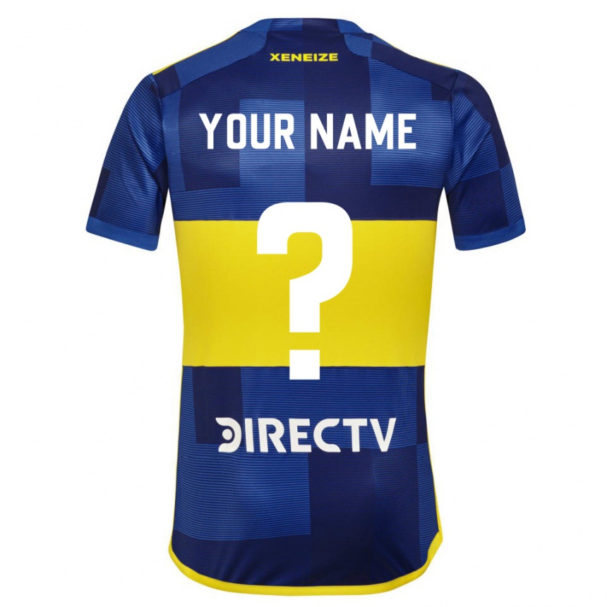 Men  Your Name #0 Dark Blue Yellow Home Jersey 2023/24 T-Shirt