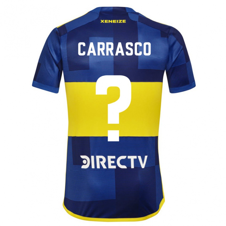 Men  Julian Carrasco #0 Dark Blue Yellow Home Jersey 2023/24 T-Shirt