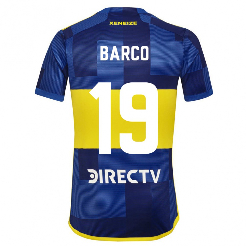 Men  Valentin Barco #19 Dark Blue Yellow Home Jersey 2023/24 T-Shirt