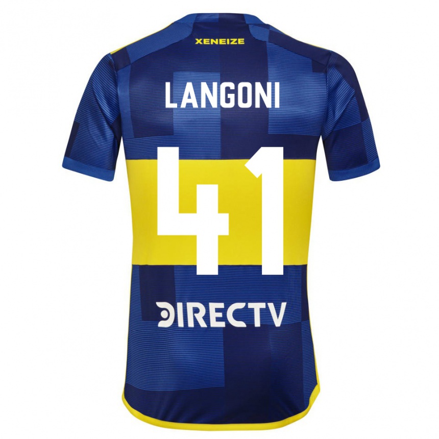 Men  Luca Langoni #41 Dark Blue Yellow Home Jersey 2023/24 T-Shirt