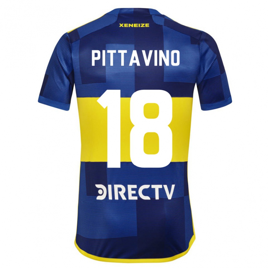 Men  Rodrigo Pittavino #18 Dark Blue Yellow Home Jersey 2023/24 T-Shirt