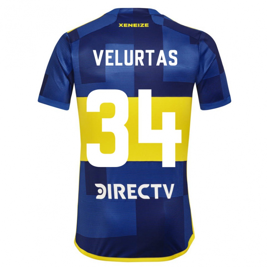 Men  Pedro Velurtas #34 Dark Blue Yellow Home Jersey 2023/24 T-Shirt