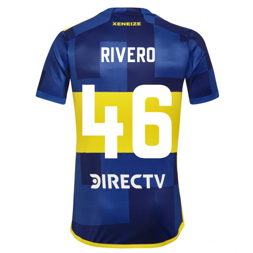 Men  Simon Rivero #46 Dark Blue Yellow Home Jersey 2023/24 T-Shirt