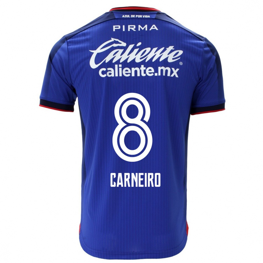 Men  Gonzalo Carneiro #8 Blue Home Jersey 2023/24 T-Shirt