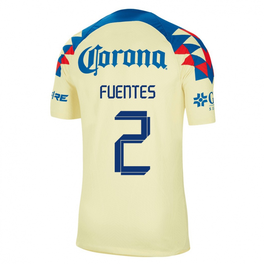 Men  Luis Fuentes #2 Yellow Home Jersey 2023/24 T-Shirt