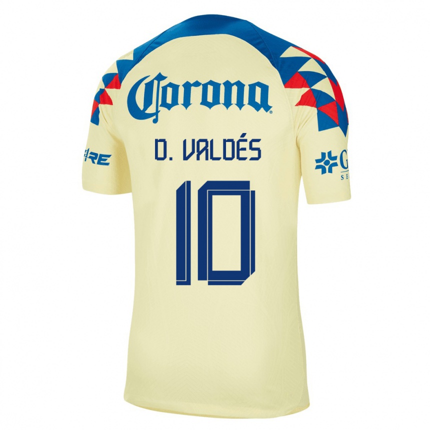 Men  Diego Valdes #10 Yellow Home Jersey 2023/24 T-Shirt