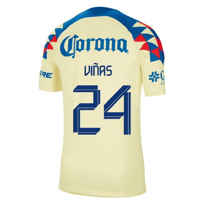 Men  Federico Viñas #24 Yellow Home Jersey 2023/24 T-Shirt