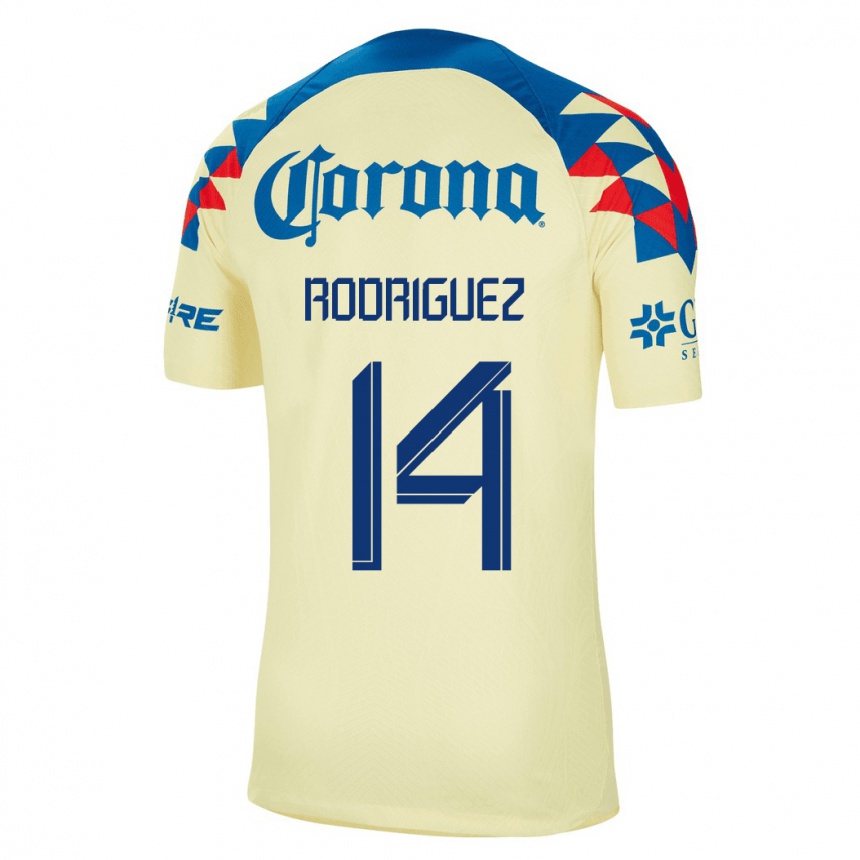 Men  Monica Rodriguez #14 Yellow Home Jersey 2023/24 T-Shirt