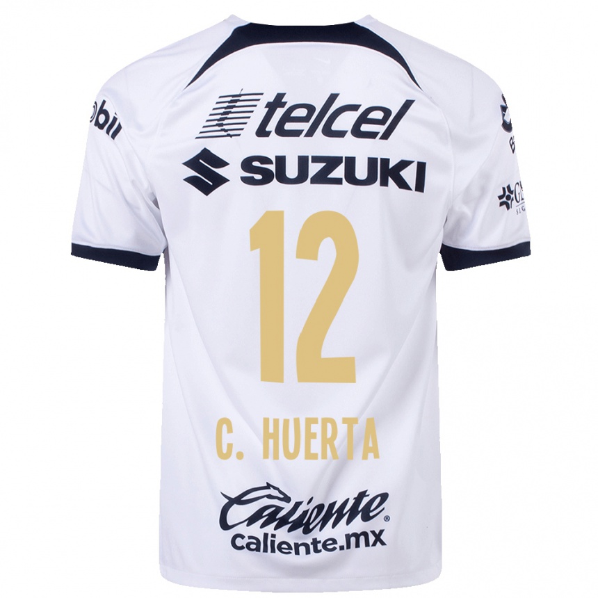 Men  Cesar Huerta #12 White Home Jersey 2023/24 T-Shirt