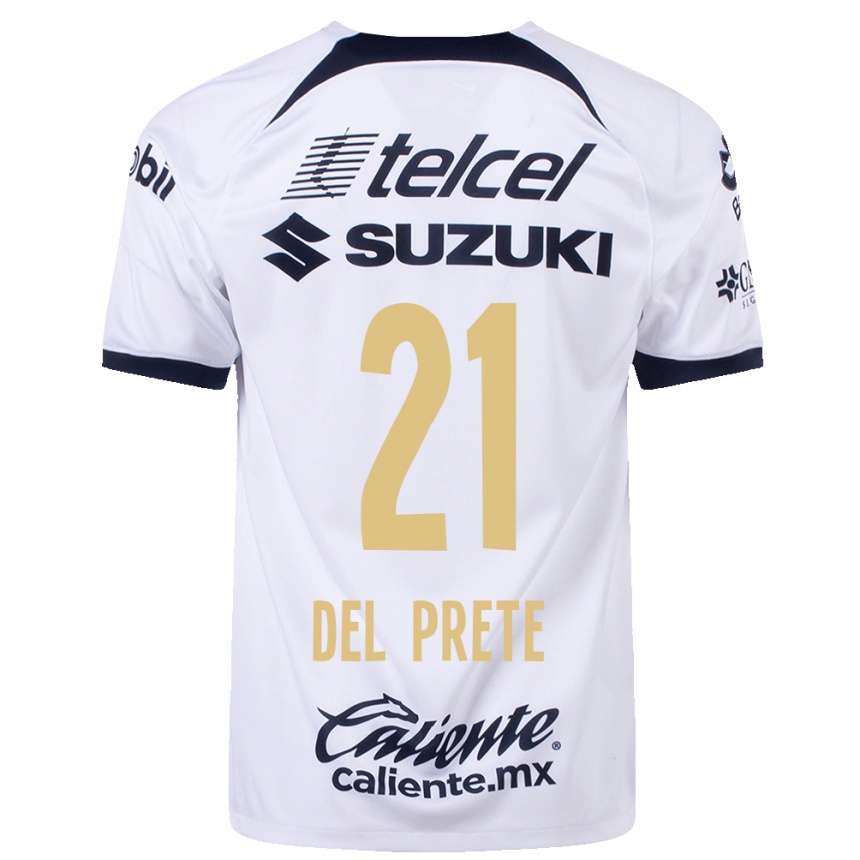 Men  Gustavo Del Prete #21 White Home Jersey 2023/24 T-Shirt