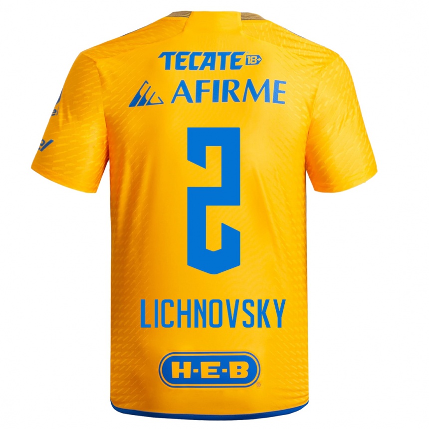 Men  Igor Lichnovsky #2 Yellow Home Jersey 2023/24 T-Shirt