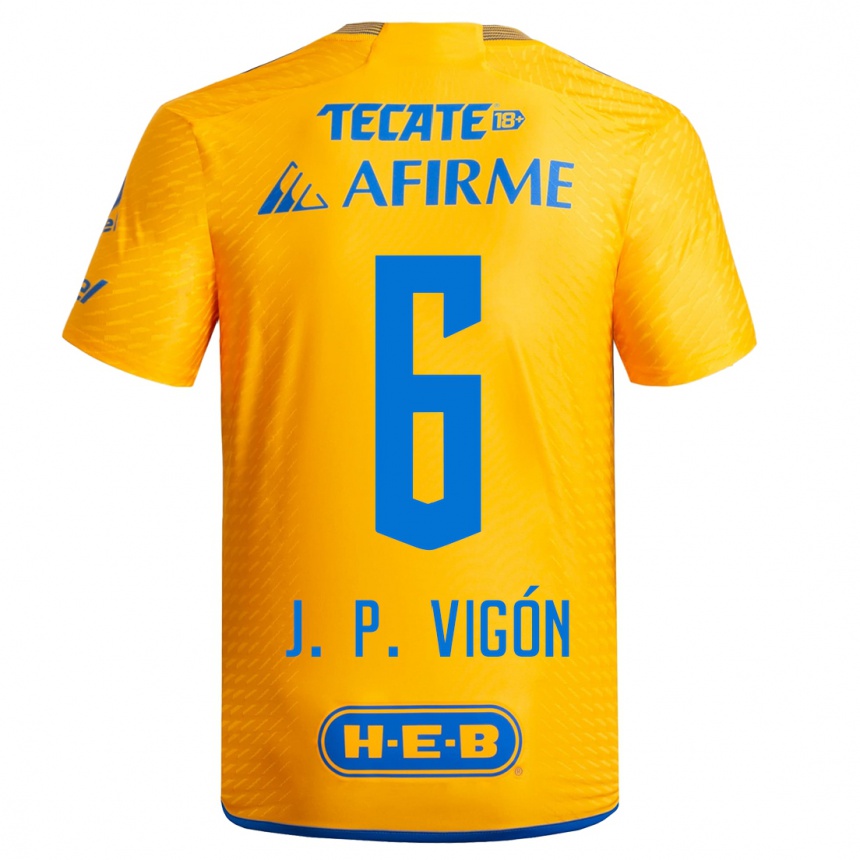 Men  Juan Pablo Vigon #6 Yellow Home Jersey 2023/24 T-Shirt
