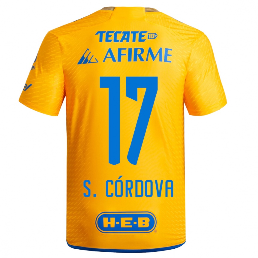 Men  Sebastian Cordova #17 Yellow Home Jersey 2023/24 T-Shirt