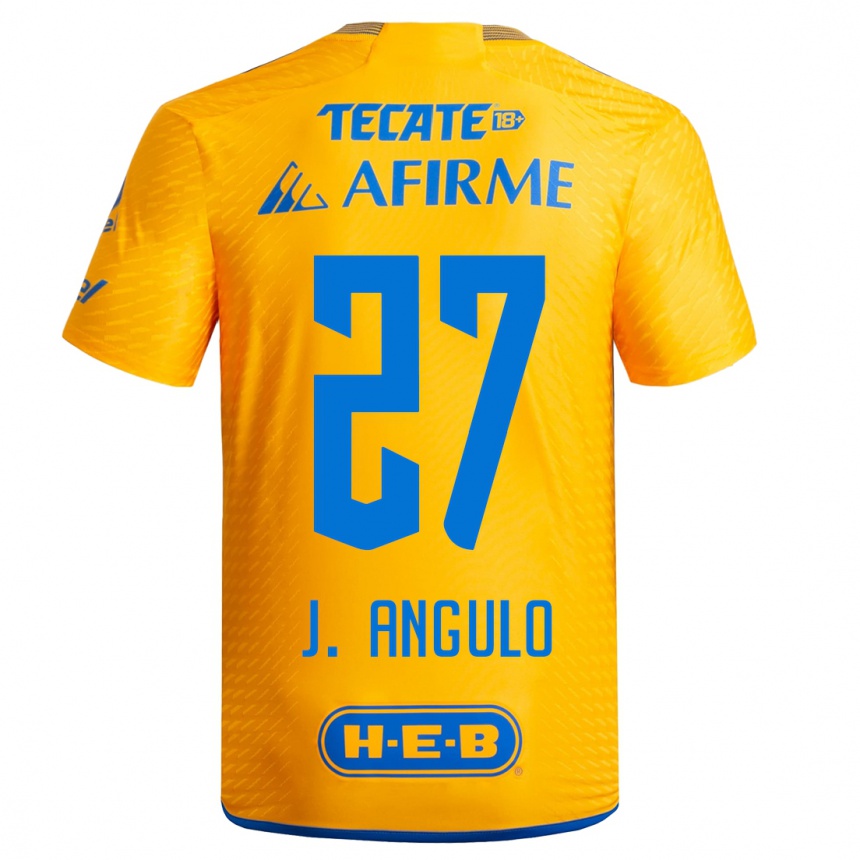 Men  Jesus Angulo #27 Yellow Home Jersey 2023/24 T-Shirt