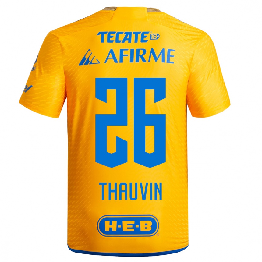 Men  Florian Thauvin #26 Yellow Home Jersey 2023/24 T-Shirt