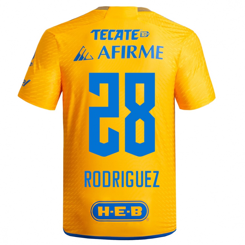 Men  Luis Rodriguez #28 Yellow Home Jersey 2023/24 T-Shirt