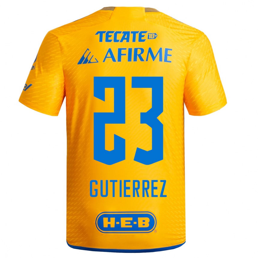 Men  Jana Gutierrez #23 Yellow Home Jersey 2023/24 T-Shirt
