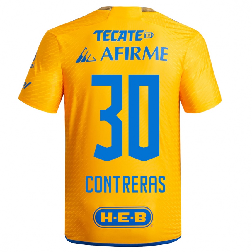 Men  Lizeth Contreras #30 Yellow Home Jersey 2023/24 T-Shirt