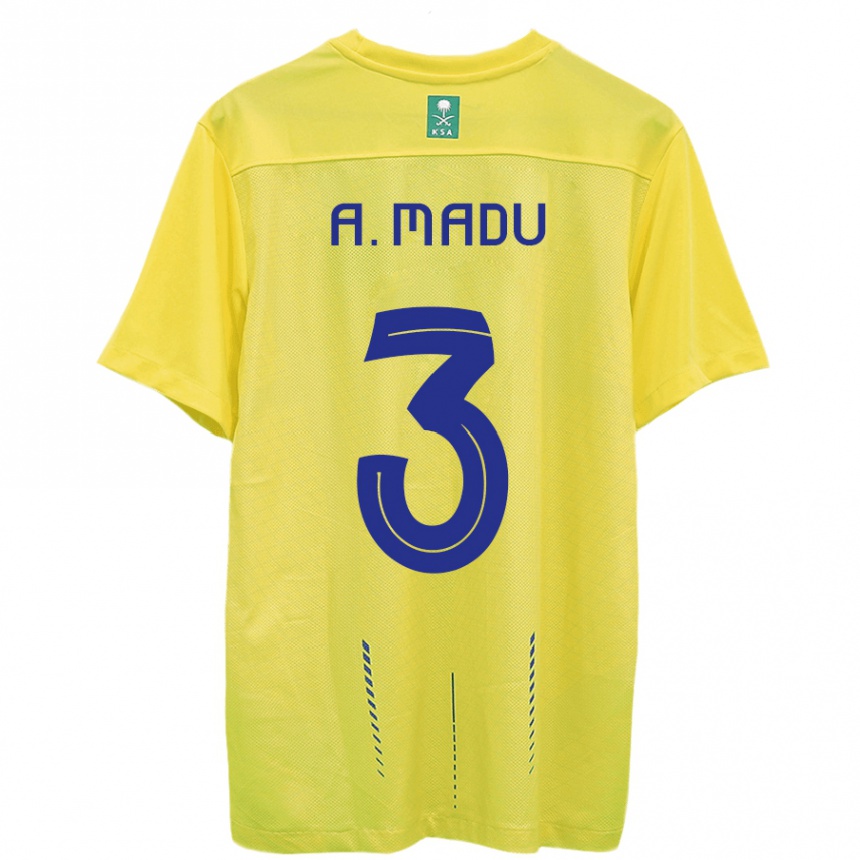 Men  Abdullah Madu #3 Yellow Home Jersey 2023/24 T-Shirt
